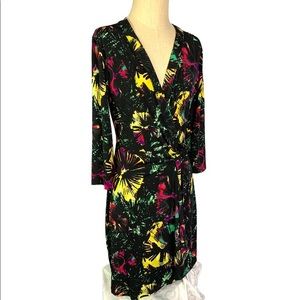 BCBG Maxazria Wrap around black tie dye dress Medium